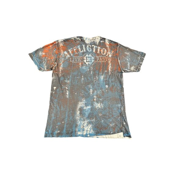 Affliction  T-Shirt American Customs Live Fast Graphic 3XL Goth Biker *Flaw* - Picture 6 of 9